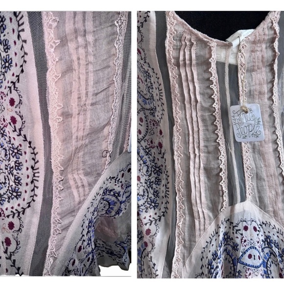 NWT Free People !!RARE!! VINTAGE!! Border Print Slip Dress (xs) - Picture 5 of 9